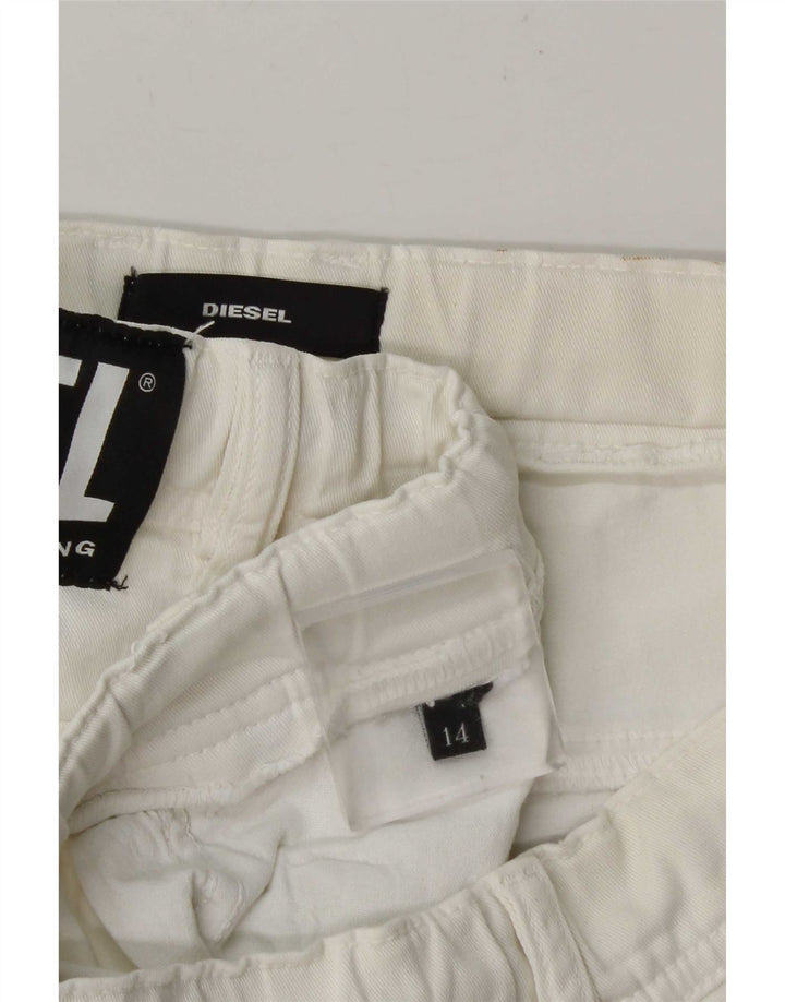 Diesel Pantalones cortos casuales para mujer UK 14 Large W34 Blanco