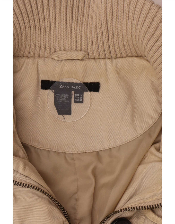 Zara Mujer Chaqueta Acolchada UK 40 Medio Algodón Beige Clásico