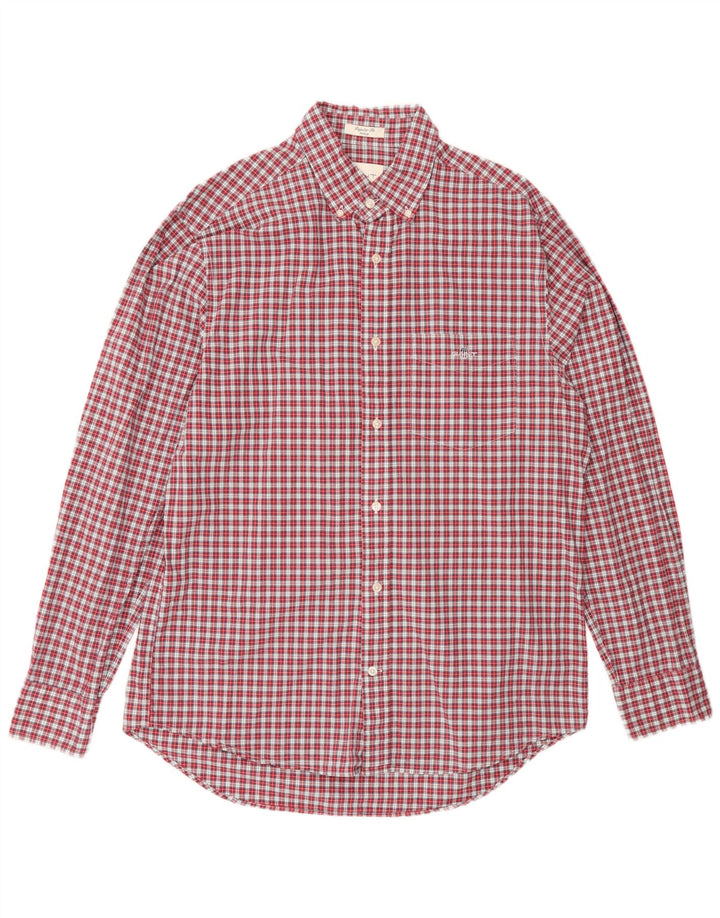 Camisa Gant Regular Fit para hombre, talla 41/42, algodón a cuadros rojos grandes