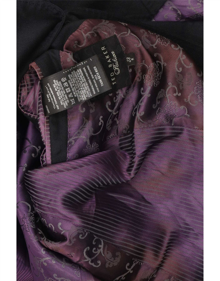 Ted Baker Chaqueta tipo blazer con 1 botón para hombre, talla 38, lana negra mediana