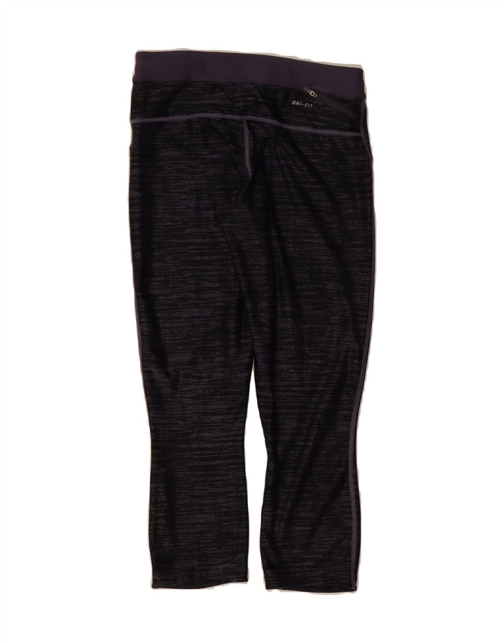 NIKE Womens Dri Fit Leggings UK 12 Medium Grey Striped Polyester Vintage Nike and Second-Hand Nike from Messina Hembry 