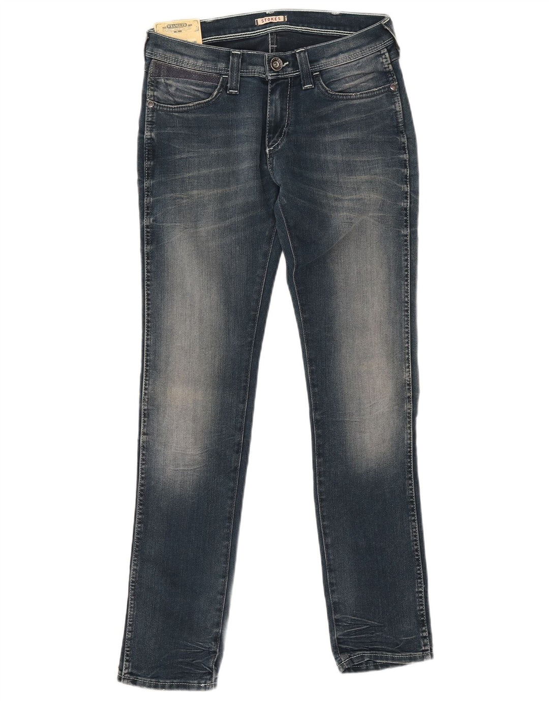 WRANGLER Vaqueros ajustados Stokes para mujer W28 L30 Algodón azul marino