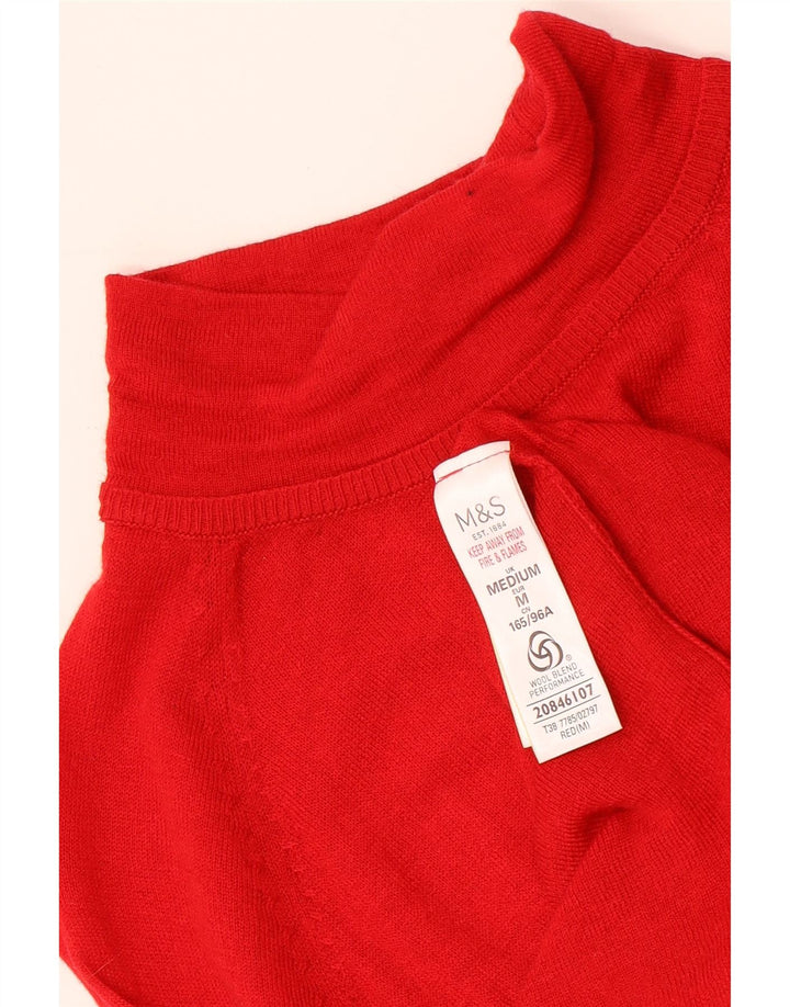 MARKS & SPENCER Suéter tipo jersey con cuello alto para mujer UK 12 Medium Red