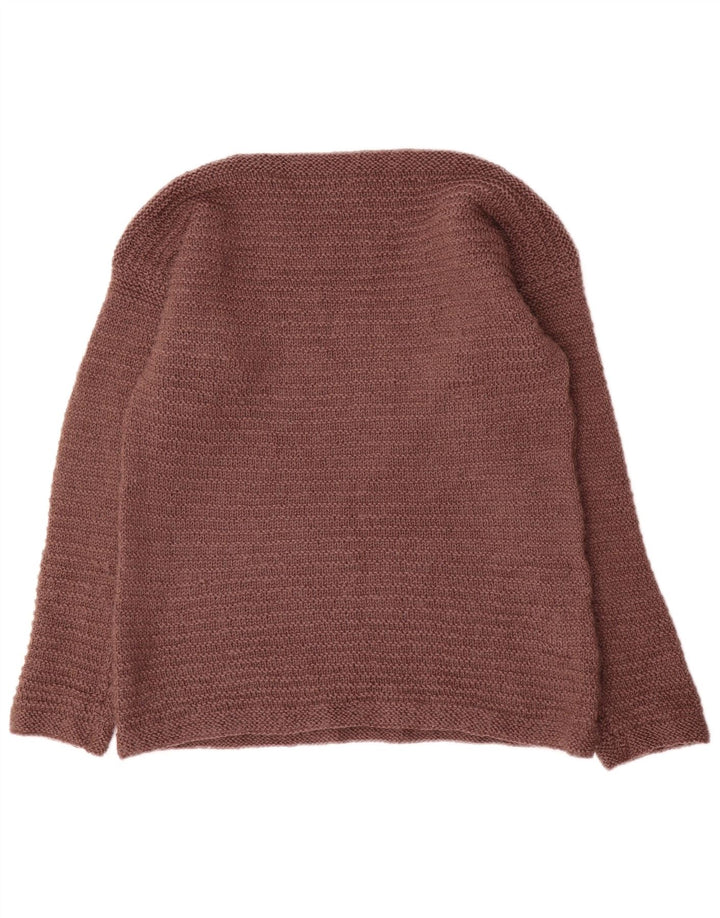 Vintage mujer barco cuello jersey suéter Reino Unido 14 marrón medio