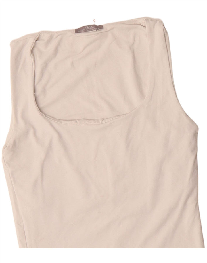 Zara Mujer Chaleco Top UK 8 Small Blanco