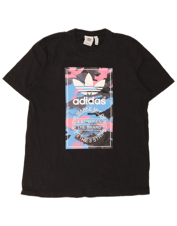Adidas - Camiseta gráfica para hombre, talla grande, algodón negro