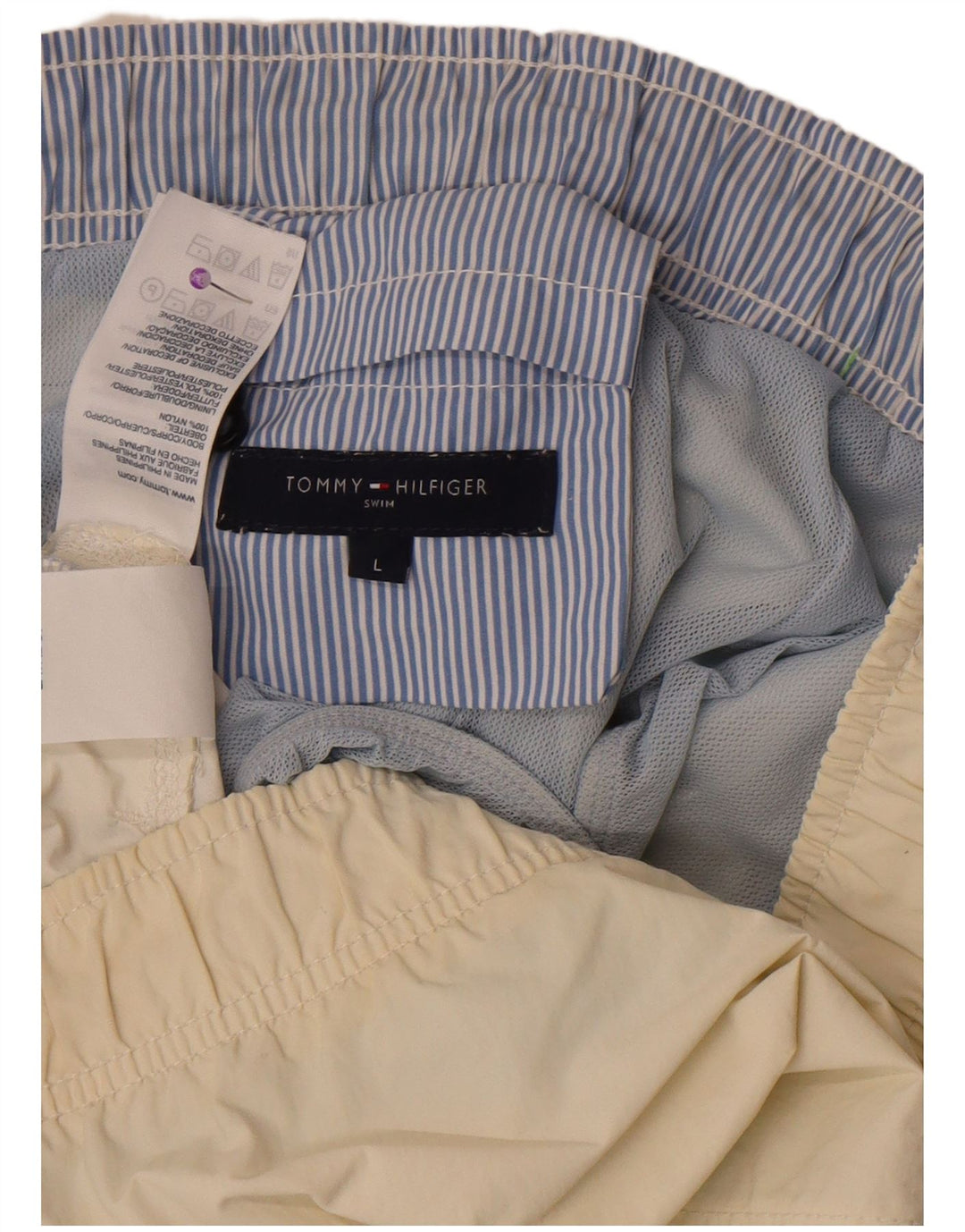 Tommy Hilfiger Bañador para Hombre Large Off White Colorblock Poliéster