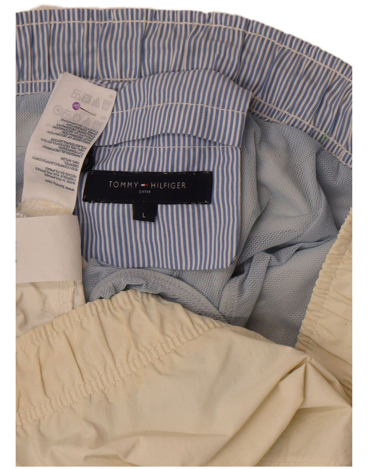 Tommy Hilfiger Bañador para Hombre Large Off White Colorblock Poliéster
