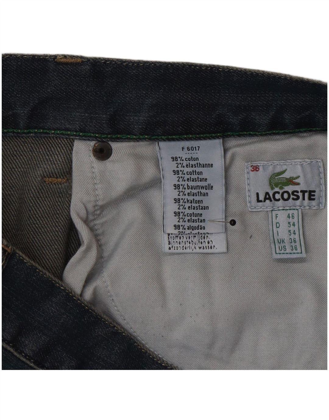 Vaqueros Lacoste Hombre Rectos W36 L34 Algodón Azul