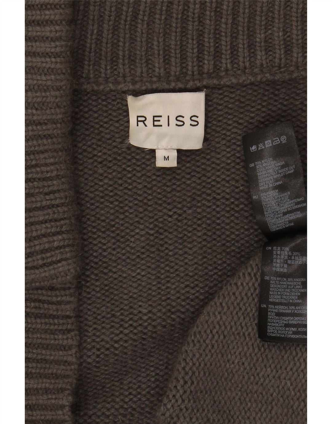Reiss Suéter tipo cárdigan abierto para mujer UK 44 Nylon gris medio