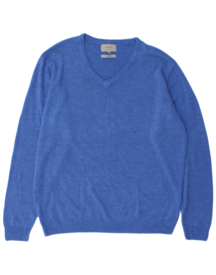 Marks & Spencer Suéter con Cuello en V para Hombre XL Acrílico Azul