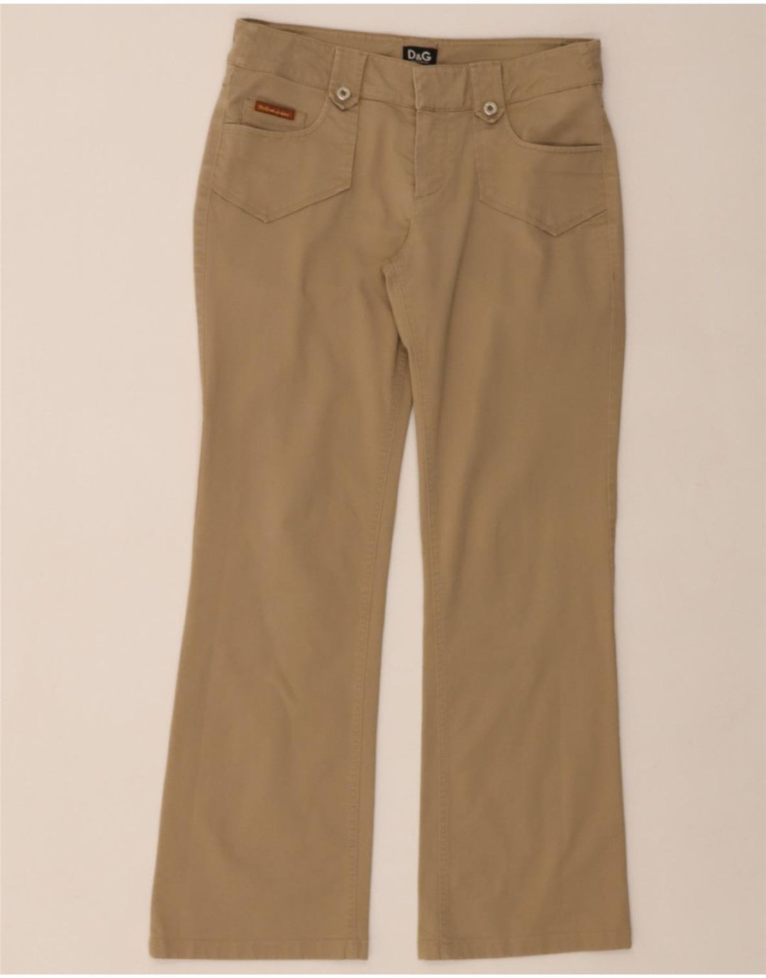 DOLCE & GABBANA Womens Bootcut Casual Trousers W27 L27 Beige Cotton Vintage Dolce & Gabbana and Second-Hand Dolce & Gabbana from Messina Hembry 