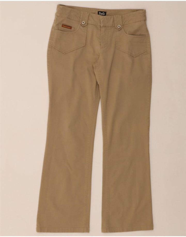 DOLCE & GABBANA Womens Bootcut Casual Trousers W27 L27 Beige Cotton Vintage Dolce & Gabbana and Second-Hand Dolce & Gabbana from Messina Hembry 