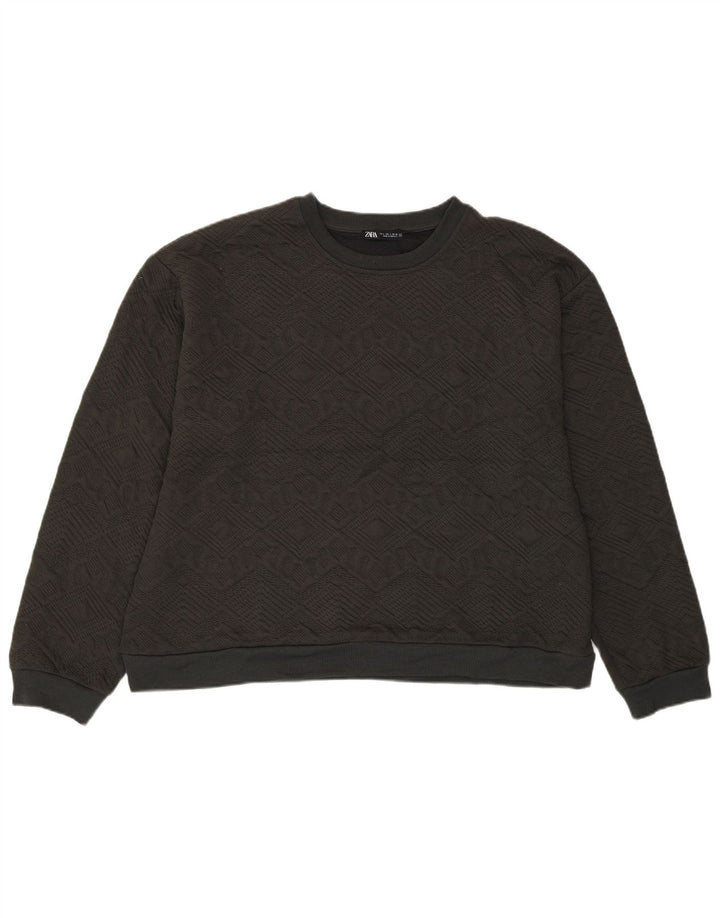 Zara Mujer Crop Sweater UK 44 Poliéster geométrico gris grande