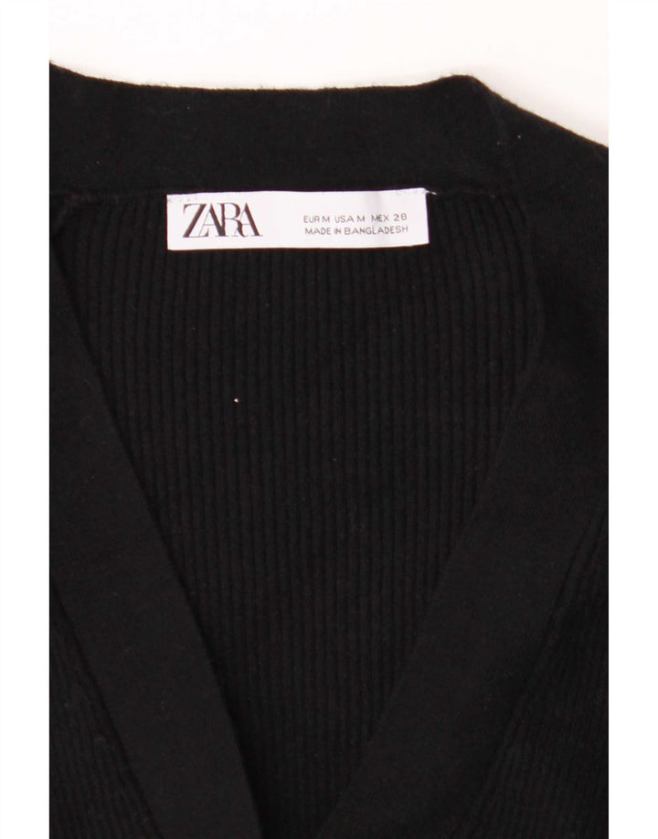 Zara Mujer Cárdigan Suéter UK 44 Mediano Negro