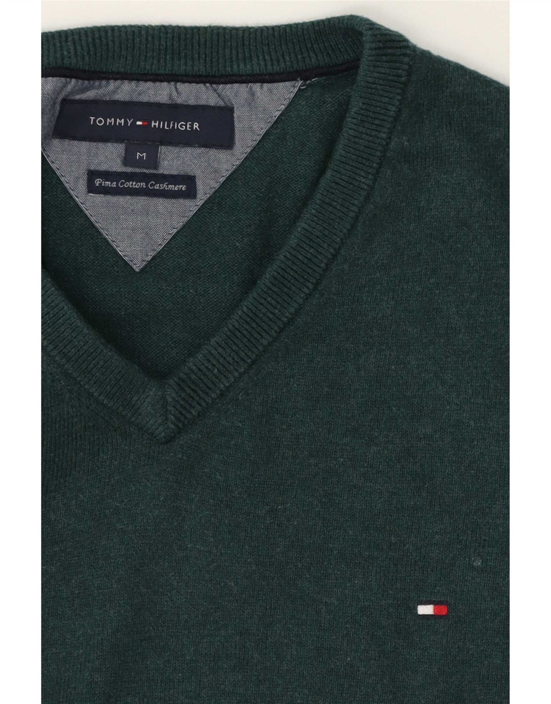 Tommy Hilfiger Jersey con Cuello en V para Hombre Algodón Verde Medio