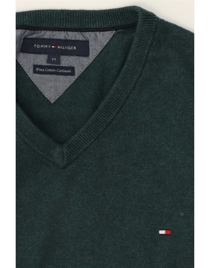 Tommy Hilfiger Jersey con Cuello en V para Hombre Algodón Verde Medio