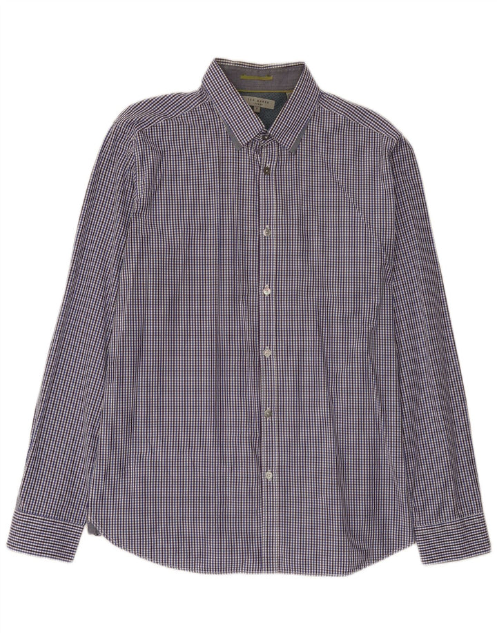 Ted Baker Camisa para hombre Talla 5 XL Algodón a cuadros azul