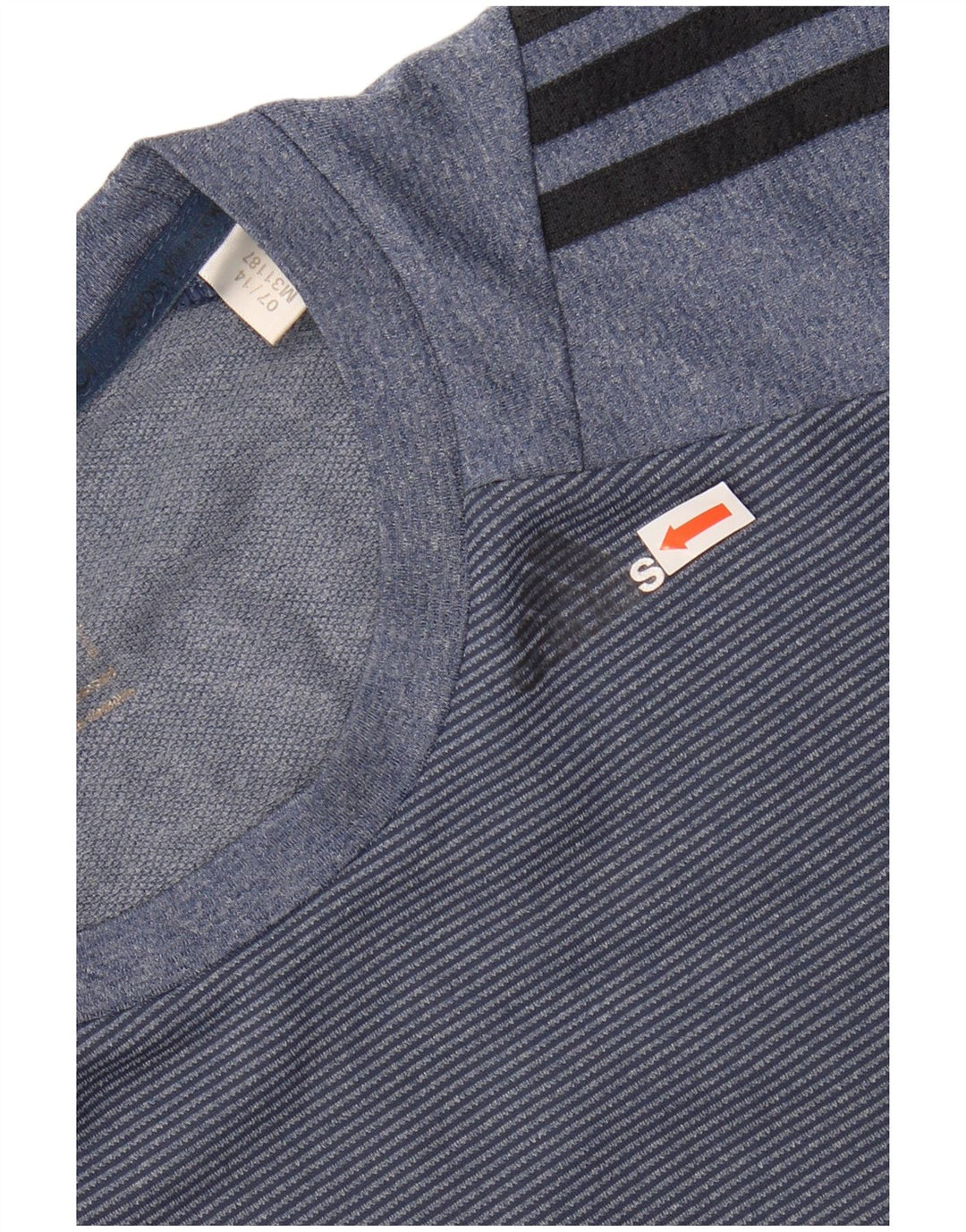 ADIDAS Mens T-Shirt Top Medium Navy Blue Pinstripe Polyester