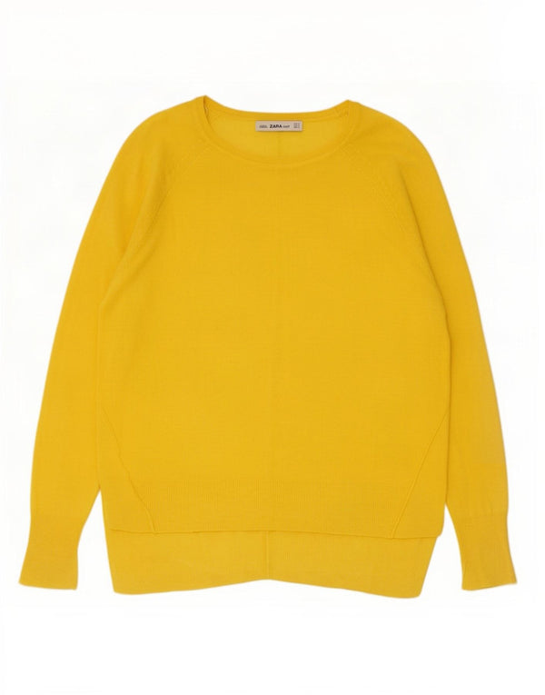 Zara - Jersey con cuello barco para mujer, talla 40, viscosa amarilla mediana