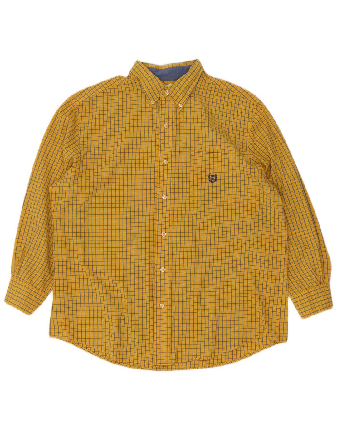 Chaps Camisa para hombre grande de algodón a cuadros amarillo