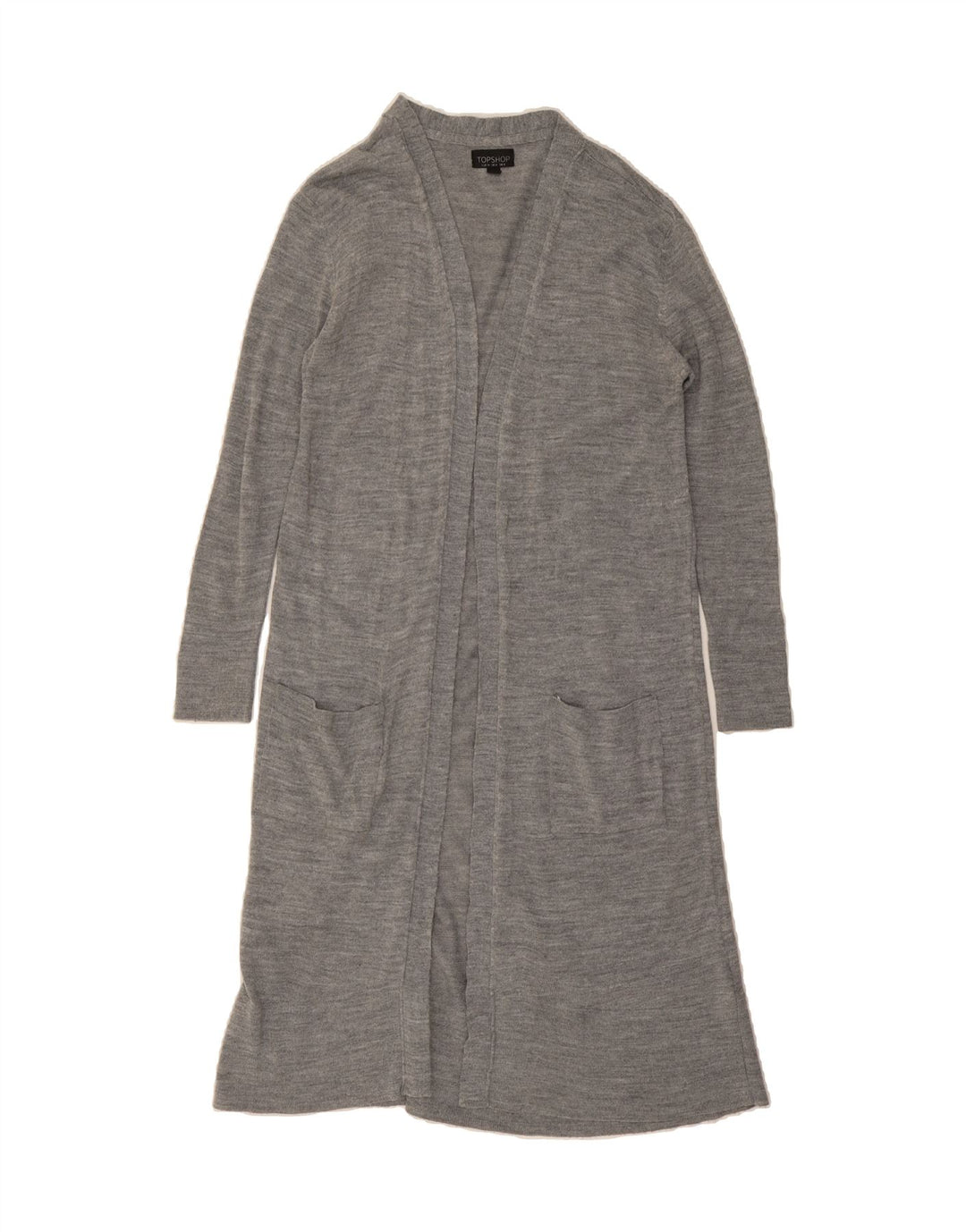 TOPSHOP Womens Longline Open Cardigan Sweater UK 8 Small Grey Vintage Topshop and Second-Hand Topshop from Messina Hembry 