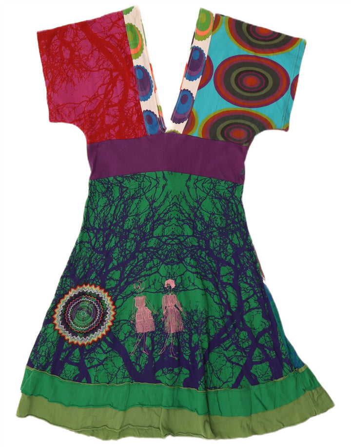 Desigual Vestido Acampanado con Estampado Abstracto para Mujer, Talla Mediana, Multicolor