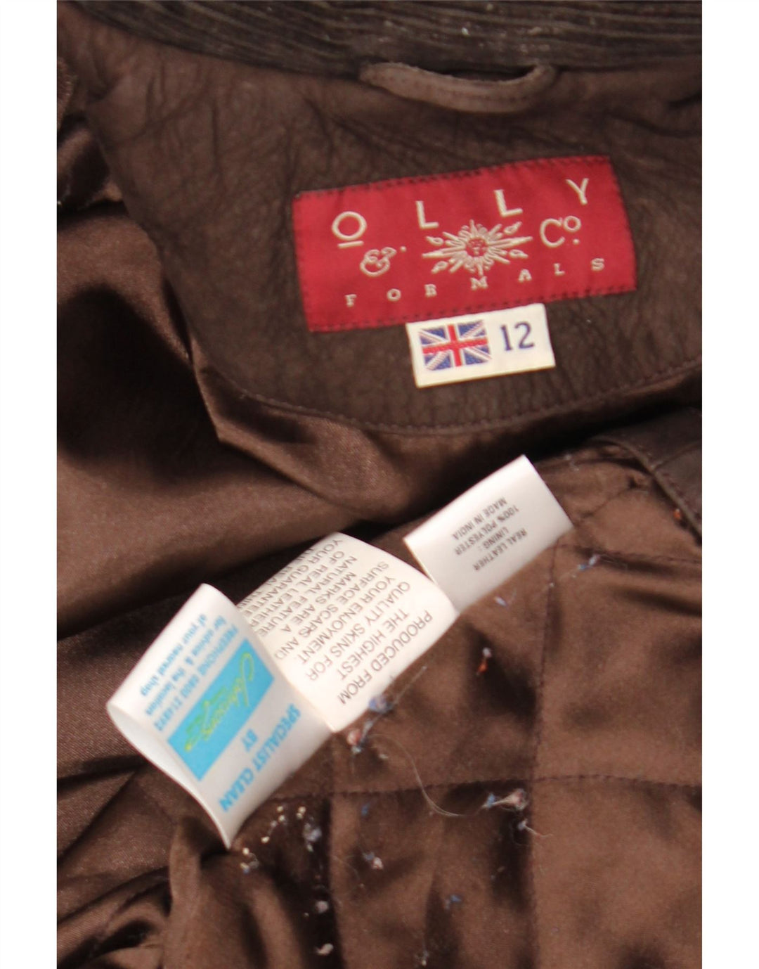 Olly & Co Chaqueta de cuero extragrande para mujer UK 42 Marrón medio