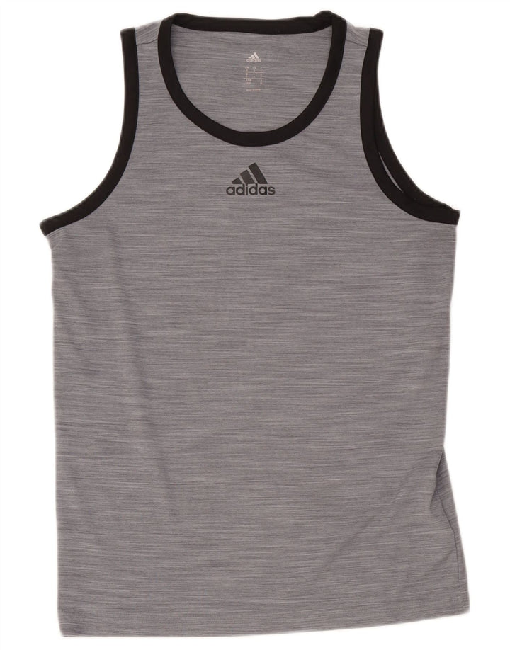 Adidas Hombre Chaleco Top Pequeño Gris Moteado Poliéster