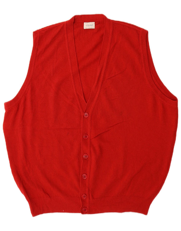 Benetton Jersey Cárdigan Sin Mangas Grande De Lana Roja Hombre