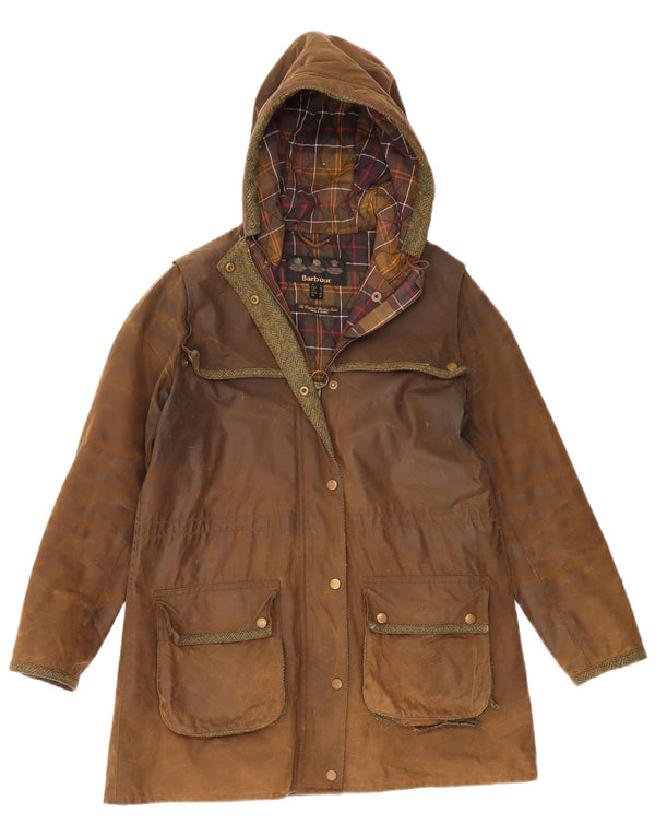 Barbour Chaqueta de algodón encerado con capucha para mujer Reino Unido 12 Algodón marrón medio