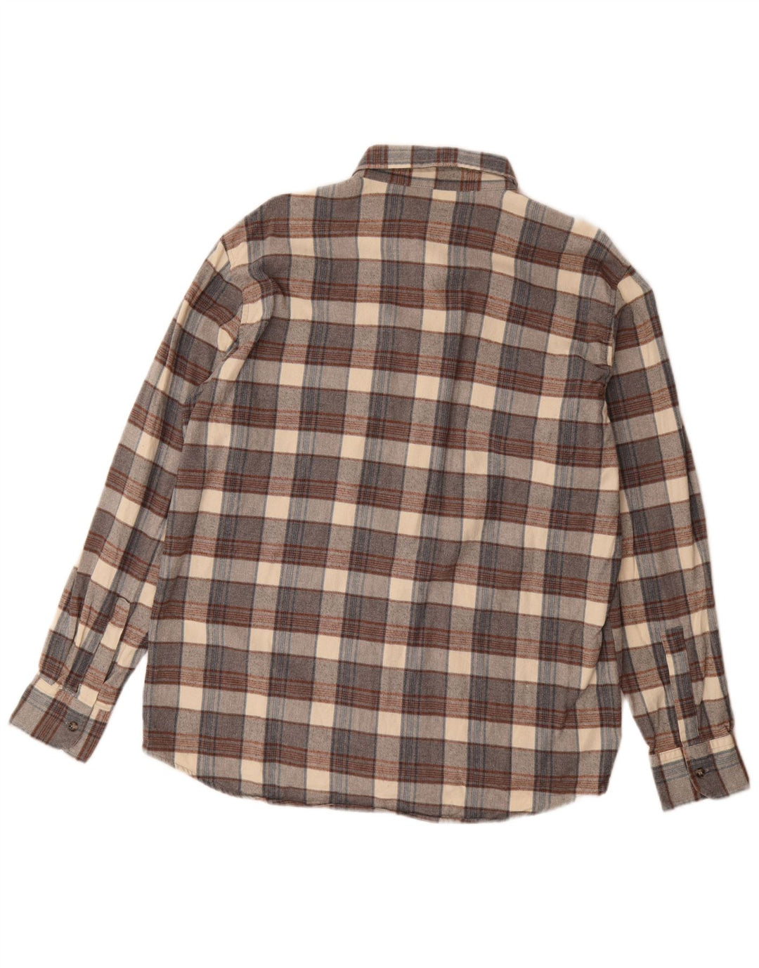 Camisa de franela para hombre Sea Barrier de algodón a cuadros grises grandes