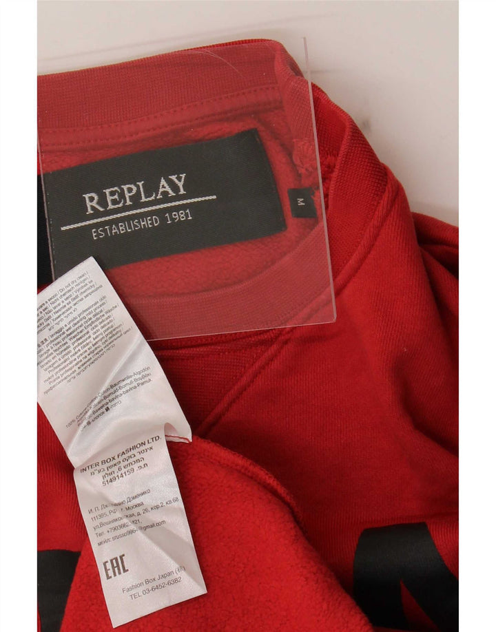 Replay Sudadera Gráfica para Hombre Jersey De Algodón Rojo Medio