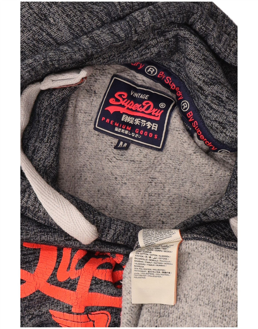 Superdry Jersey con capucha gráfica para mujer Reino Unido 40 Mediano Algodón moteado azul marino