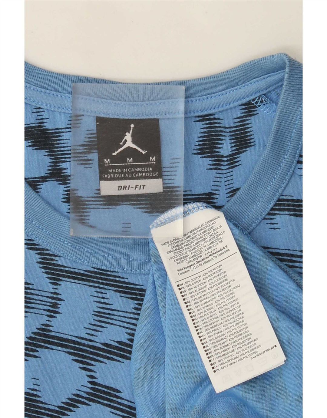 Camiseta Jordan Dri Fit con estampado abstracto para hombre, parte superior de algodón azul medio