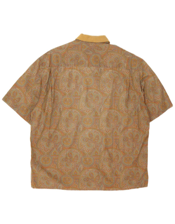 Gran Sasso Polo de manga corta para hombre Large Brown Paisley