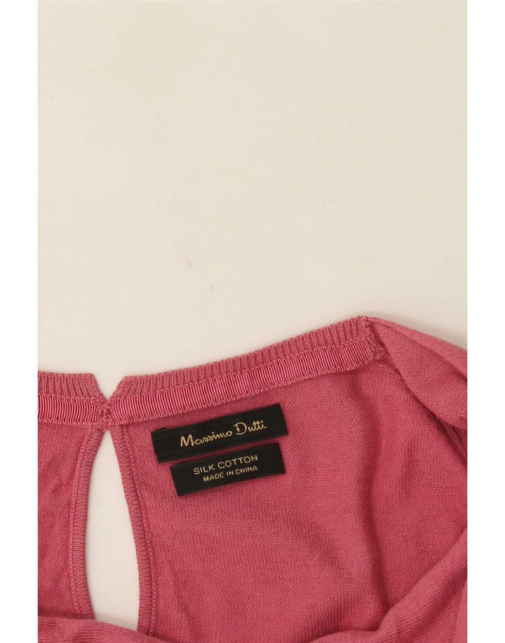 Massimo Dutti Top Mujer Manga Larga UK 42 Seda Rosa Medio