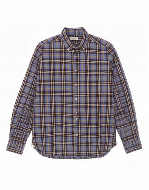 Dino Erre Camisa de franela para hombre Talla 41 16 Algodón a cuadros azul grande
