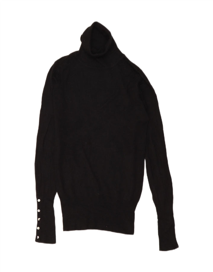 Zara - Jersey con cuello vuelto para mujer, talla 40, talla pequeña, rayón negro