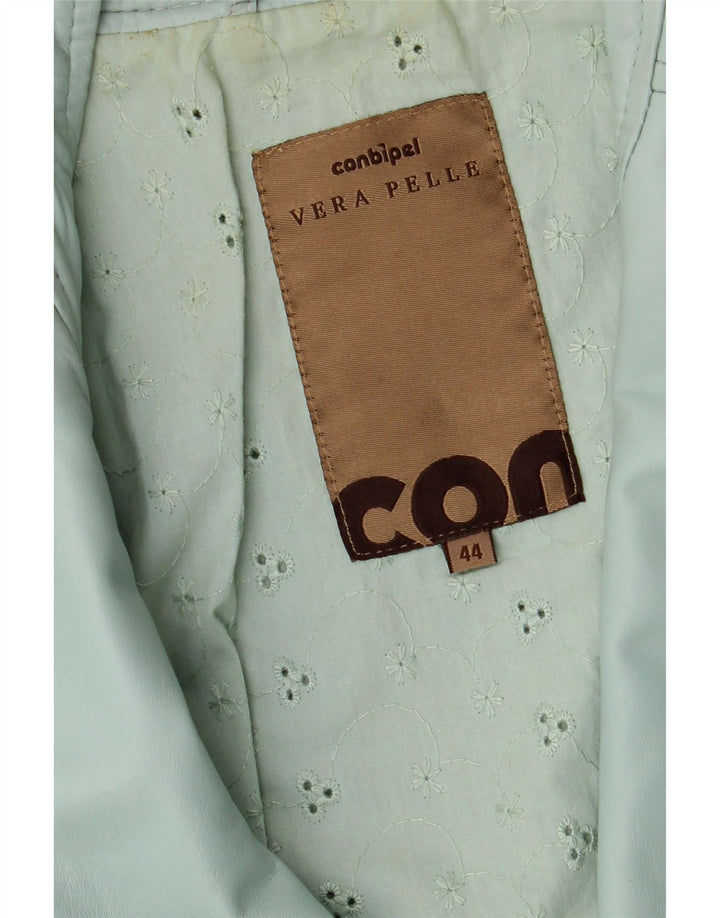 Chaqueta Biker De Cuero Mujer Conbipel IT 44 Cuero Verde Medio