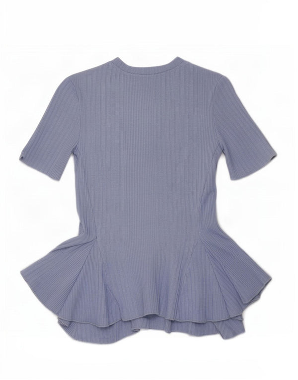 Zara Mujer Crop Blusa Asimétrica Top UK 8 Small Azul