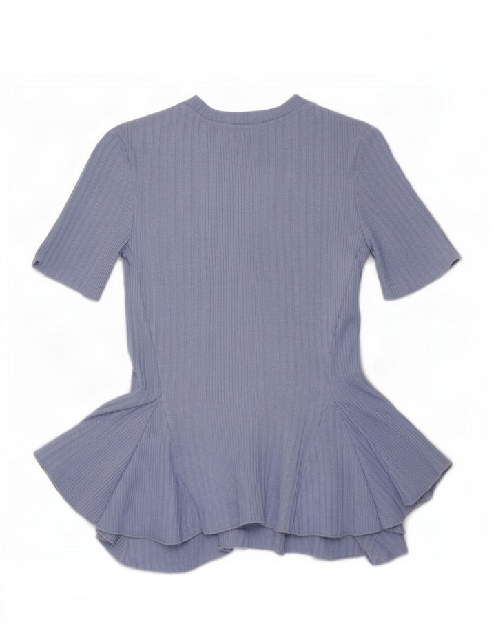 Zara Mujer Crop Blusa Asimétrica Top UK 8 Small Azul