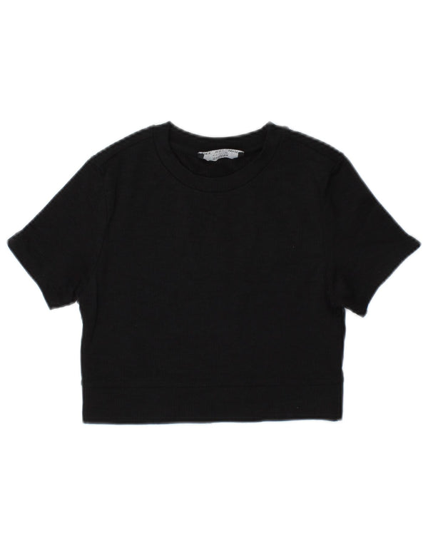 Bershka Mujer Crop T-Shirt Top UK 40 Small Negro Poliamida