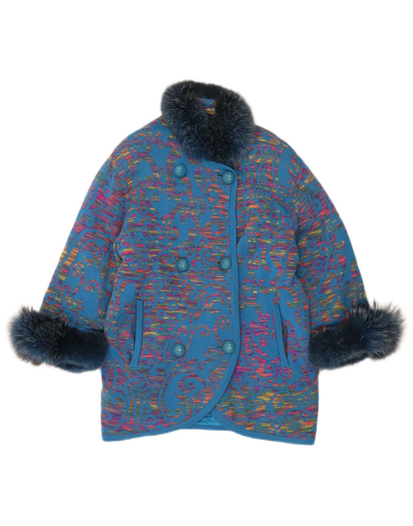 STIZZOLI Abrigo de punto con doble botonadura para mujer UK 20 2XL Azul Paisley