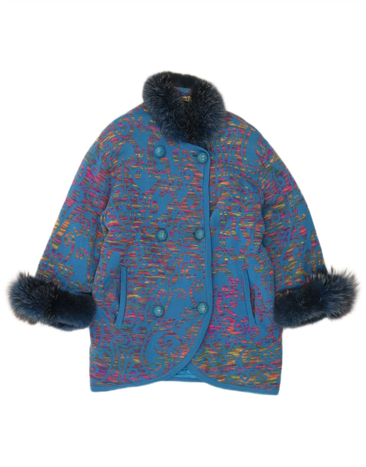 STIZZOLI Abrigo de punto con doble botonadura para mujer UK 20 2XL Azul Paisley