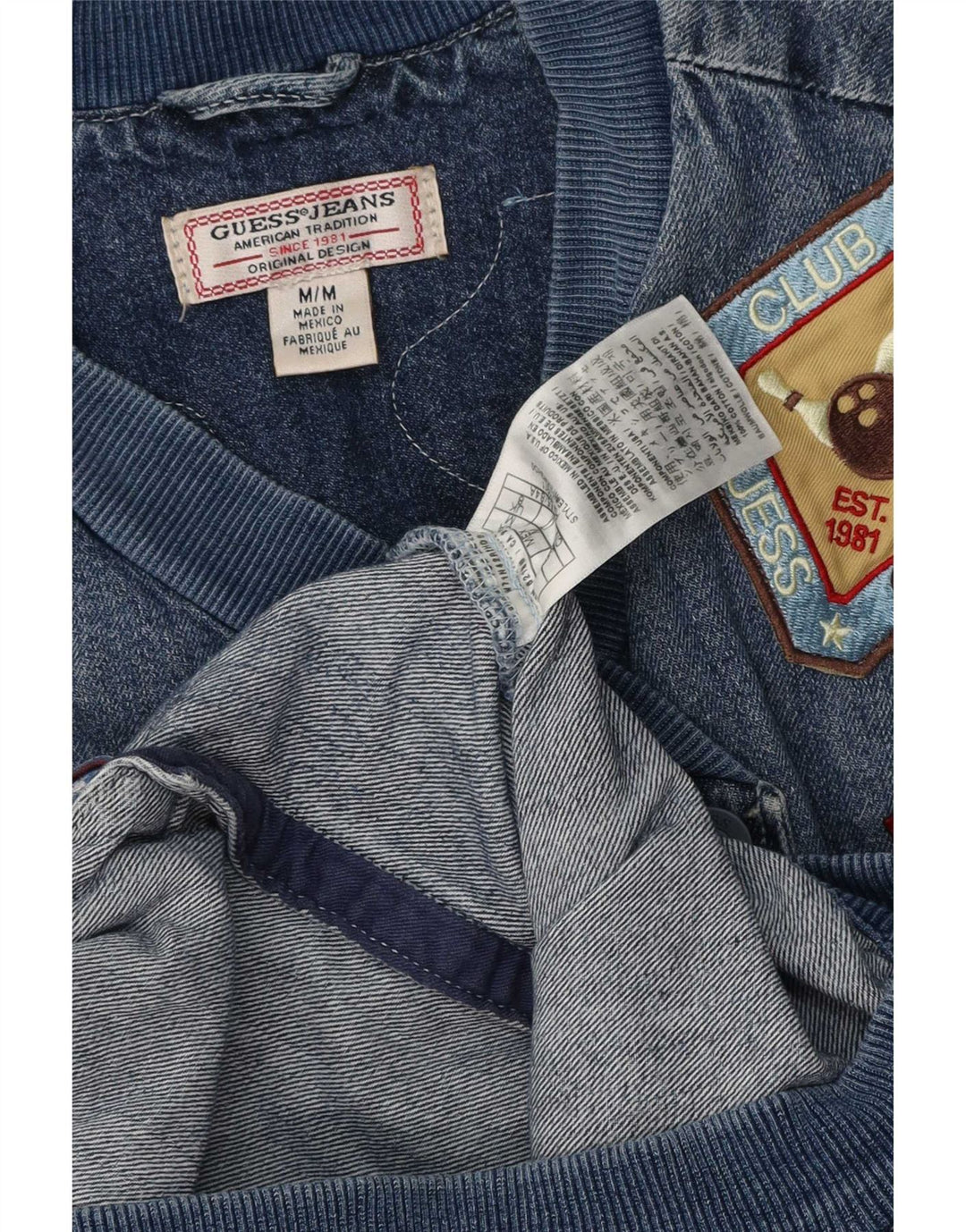 Guess Chaqueta Vaquera Extragrande Gráfica para Mujer UK 8 Small Algodón Azul