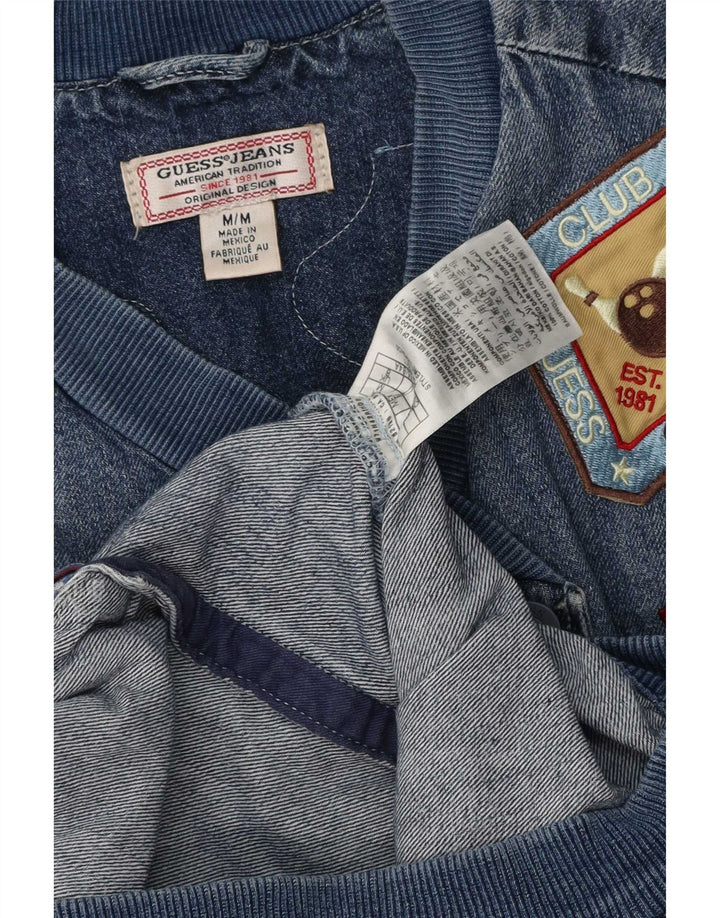 Guess Chaqueta Vaquera Extragrande Gráfica para Mujer UK 8 Small Algodón Azul