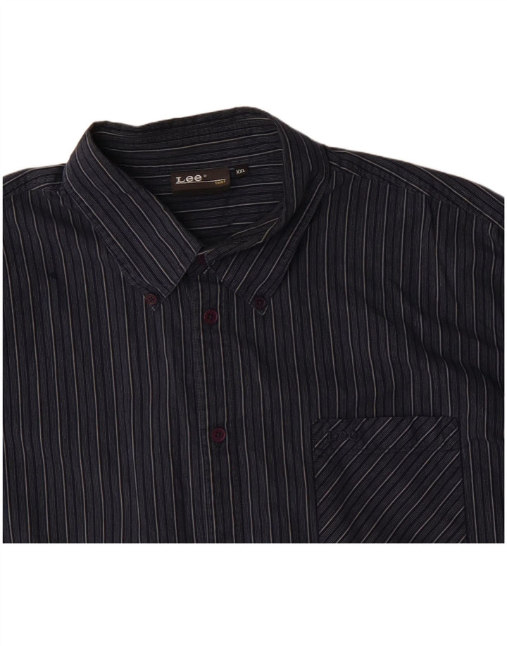 Camisa Lee para hombre 2XL Algodón a rayas azul marino