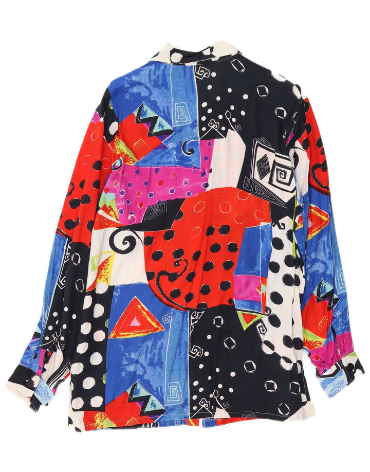 VINTAGE Blusa camisa mujer EU 44/46 XL Viscosa patchwork multicolor