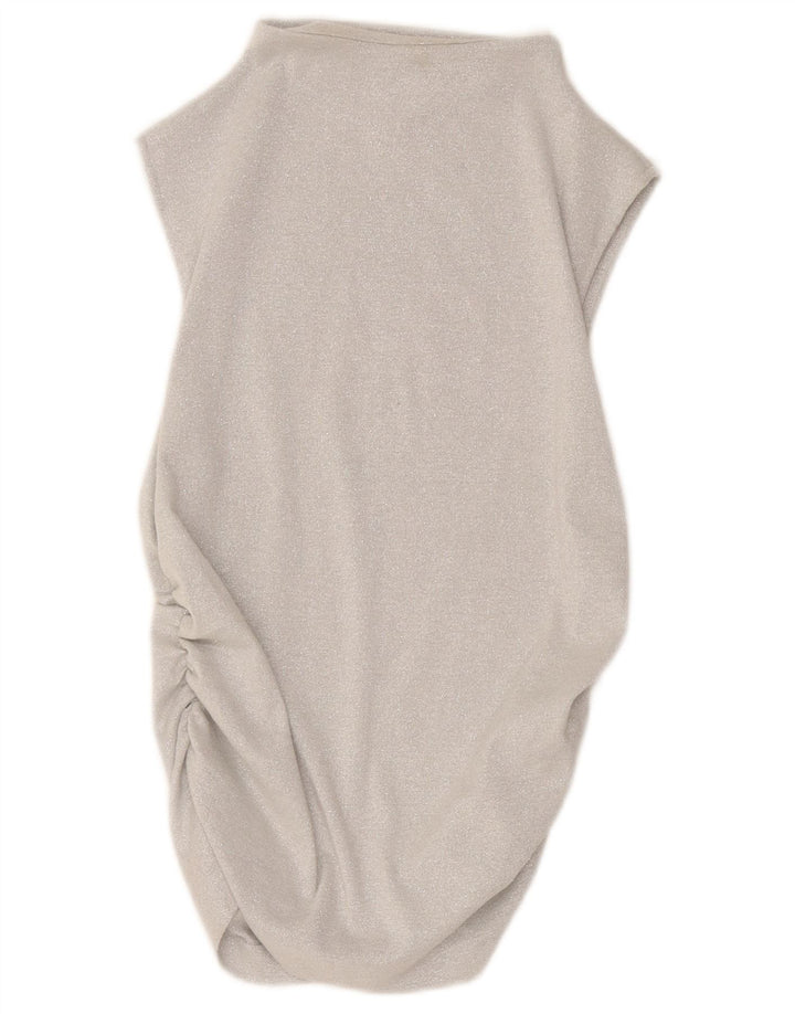 Marks & Spencer Vestido burbuja para mujer UK 44 Viscosa moteada plateada mediana